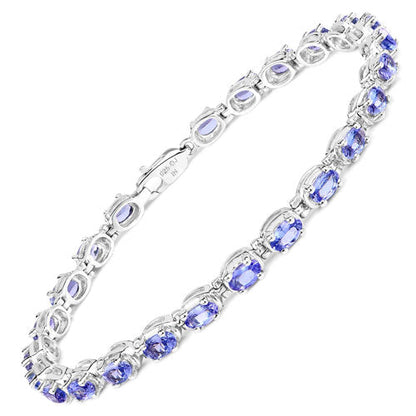 6.00 Carat Genuine Tanzanite .925 Sterling Silver Bracelet