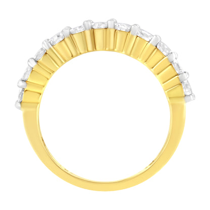 IGI Certified 1.0 Cttw Diamond 10K Yellow Gold Prong Set Fluted Band Style Wedding Ring (J-K Color, I1-I2 Clarity) - Size 7