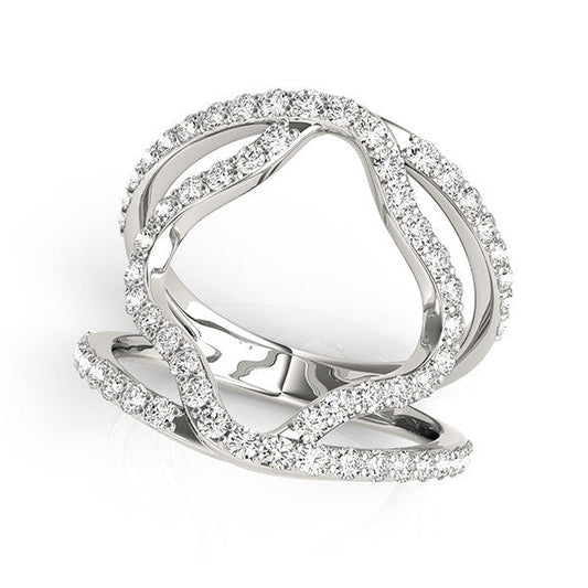 Bague double en or blanc 14 carats avec diamants en forme de fleur (total 5/8 carat)
