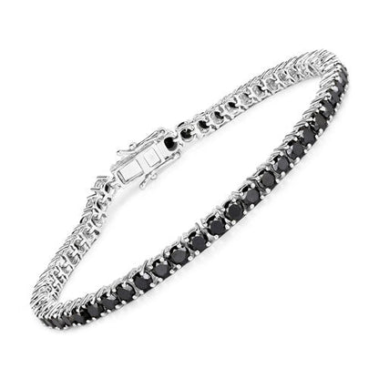 5.40 Carat Genuine Black Diamond .925 Sterling Silver Bracelet
