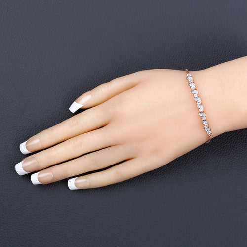 0.89 Carat Genuine Morganite and White Topaz .925 Sterling Silver Bracelet