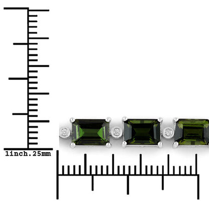 19.04 Carat Genuine Green Tourmaline and White Diamond 14K White Gold Bracelet