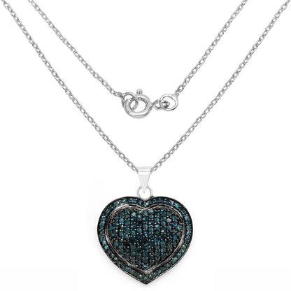 1.25 Carat Genuine Blue Diamond .925 Sterling Silver Pendant