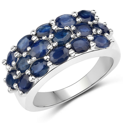 10.40 Carat Genuine Blue Sapphire .925 Sterling Silver 3 Piece Jewelry Set (Ring, Earrings, and Pendant w/ Chain)