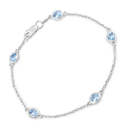 1.80 Carat Genuine Blue Topaz .925 Sterling Silver Bracelet