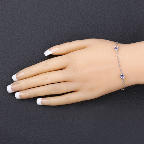 1.65 Carat Genuine Tanzanite .925 Sterling Silver Bracelet