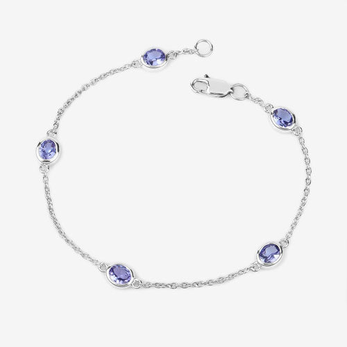 1.65 Carat Genuine Tanzanite .925 Sterling Silver Bracelet