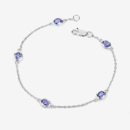 1.65 Carat Genuine Tanzanite .925 Sterling Silver Bracelet