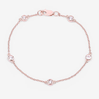 0.45 Carat Genuine Morganite .925 Sterling Silver Bracelet