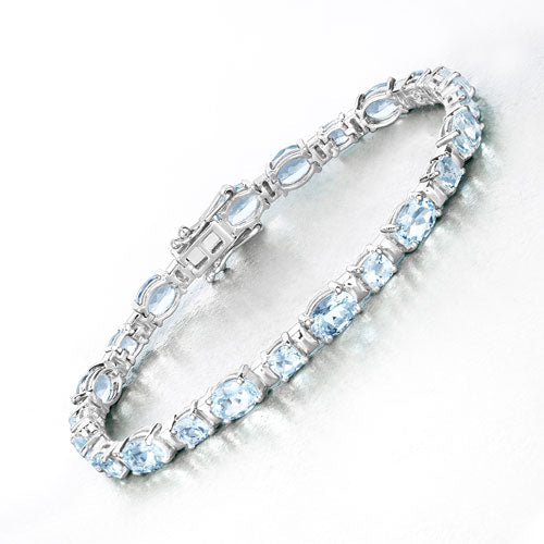10.06 Carat Genuine Aquamarine .925 Sterling Silver Bracelet