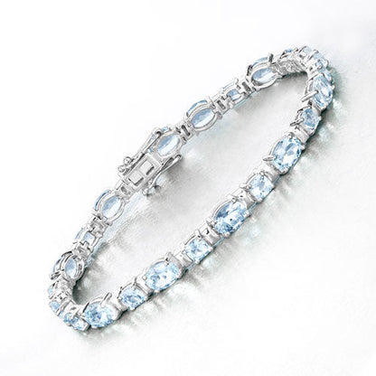 10.06 Carat Genuine Aquamarine .925 Sterling Silver Bracelet