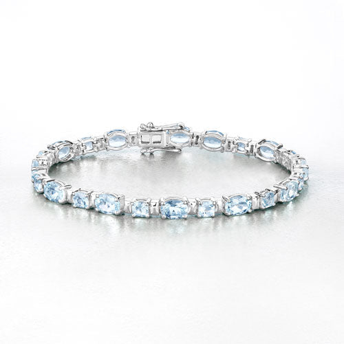 10.06 Carat Genuine Aquamarine .925 Sterling Silver Bracelet