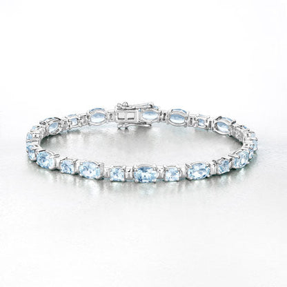 10.06 Carat Genuine Aquamarine .925 Sterling Silver Bracelet