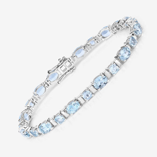 10.06 Carat Genuine Aquamarine .925 Sterling Silver Bracelet