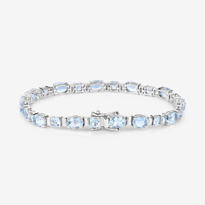 10.06 Carat Genuine Aquamarine .925 Sterling Silver Bracelet