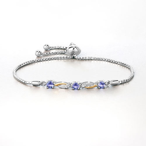 0.77 Carat Genuine Tanzanite and White Sapphire .925 Sterling Silver Bracelet