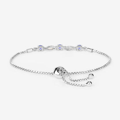 0.77 Carat Genuine Tanzanite and White Sapphire .925 Sterling Silver Bracelet