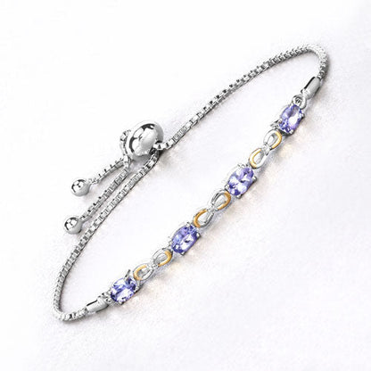 1.81 Carat Genuine Tanzanite and White Topaz .925 Sterling Silver Bracelet