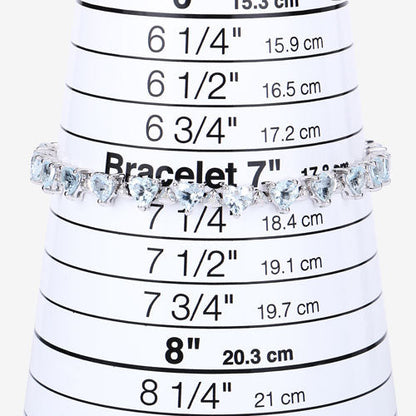 7.71 Carat Genuine Aquamarine and White Diamond .925 Sterling Silver Bracelet