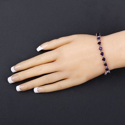 10.01 Carat Genuine Amethyst and White Diamond .925 Sterling Silver Bracelet