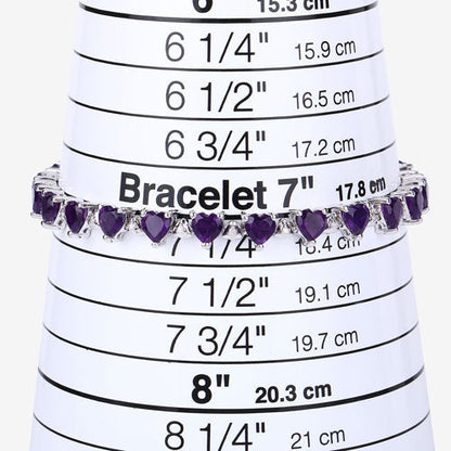 10.01 Carat Genuine Amethyst and White Diamond .925 Sterling Silver Bracelet