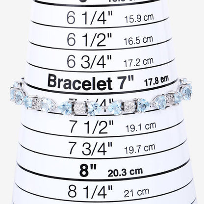11.10 Carat Genuine Blue Topaz and White Diamond .925 Sterling Silver Bracelet