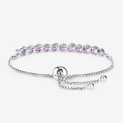 2.64 Carat Genuine Amethyst .925 Sterling Silver Bracelet