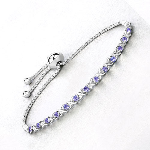 0.91 Carat Genuine Tanzanite .925 Sterling Silver Bracelet