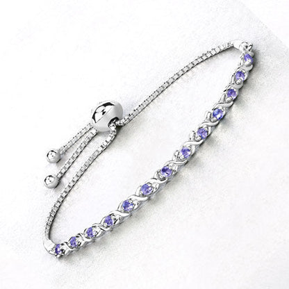 0.91 Carat Genuine Tanzanite .925 Sterling Silver Bracelet