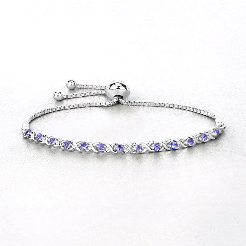 0.91 Carat Genuine Tanzanite .925 Sterling Silver Bracelet