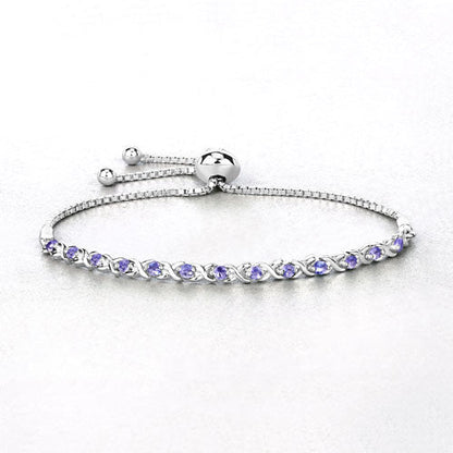 0.91 Carat Genuine Tanzanite .925 Sterling Silver Bracelet