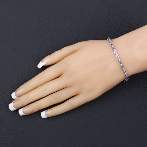 0.91 Carat Genuine Tanzanite .925 Sterling Silver Bracelet