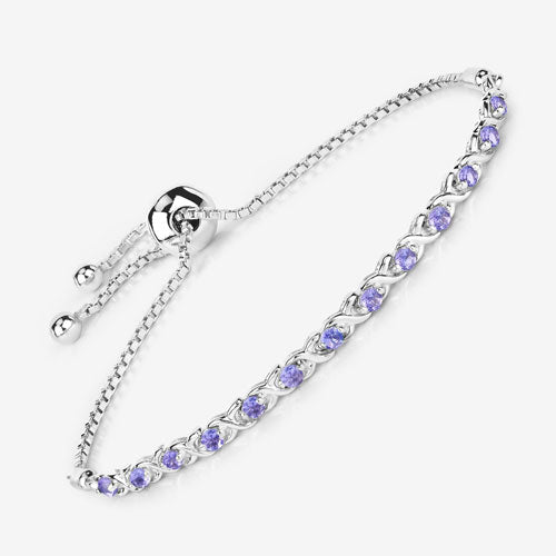 0.91 Carat Genuine Tanzanite .925 Sterling Silver Bracelet