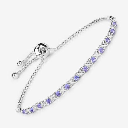 0.91 Carat Genuine Tanzanite .925 Sterling Silver Bracelet