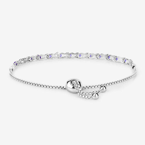 0.91 Carat Genuine Tanzanite .925 Sterling Silver Bracelet