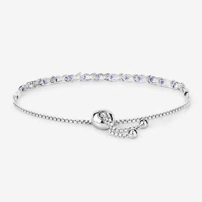 0.91 Carat Genuine Tanzanite .925 Sterling Silver Bracelet