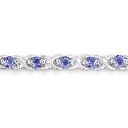 0.91 Carat Genuine Tanzanite .925 Sterling Silver Bracelet