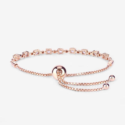 1.38 Carat Genuine Morganite and White Diamond .925 Sterling Silver Bracelet