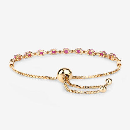 2.01 Carat Genuine Ruby and White Diamond .925 Sterling Silver Bracelet