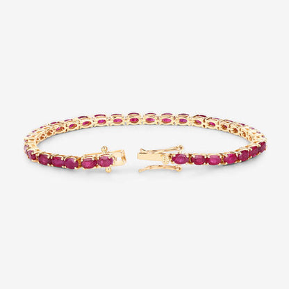 9.18 Carat Genuine Ruby 10K Yellow Gold Bracelet