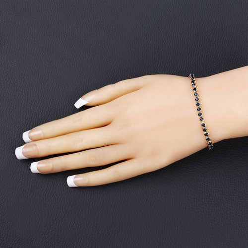 3.13 Carat Genuine Blue Sapphire 14K Yellow Gold Bracelet