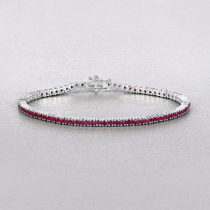 4.44 Carat Genuine Ruby .925 Sterling Silver Bracelet