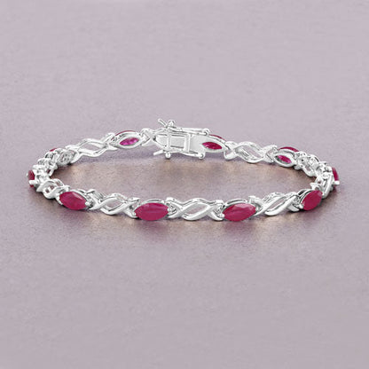 5.00 Carat Genuine Ruby 10K White Gold Bracelet