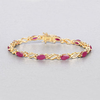 5.00 Carat Genuine Ruby 10K Yellow Gold Bracelet