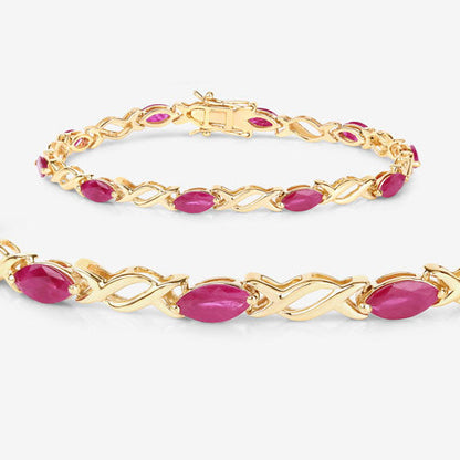 5.00 Carat Genuine Ruby 10K Yellow Gold Bracelet
