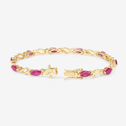 5.00 Carat Genuine Ruby 10K Yellow Gold Bracelet