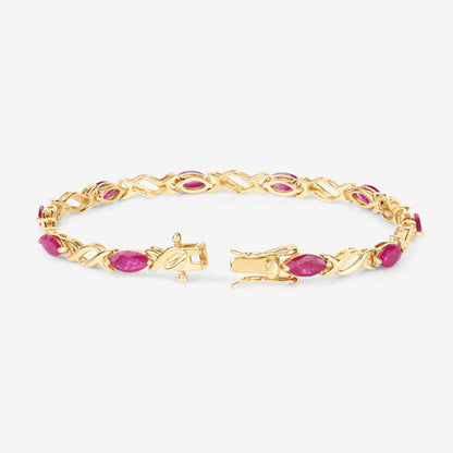 5.00 Carat Genuine Ruby 10K Yellow Gold Bracelet