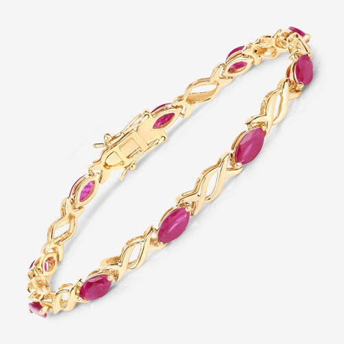5.00 Carat Genuine Ruby 10K Yellow Gold Bracelet