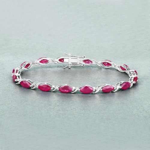 8.00 Carat Genuine Ruby 10K White Gold Bracelet