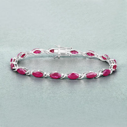 8.00 Carat Genuine Ruby 10K White Gold Bracelet